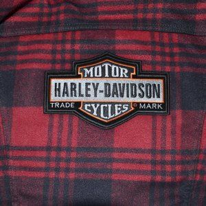 Medium Custom Levi's Harley-Davidson Trucker Jacket Sherpa Lined Buffalo Check